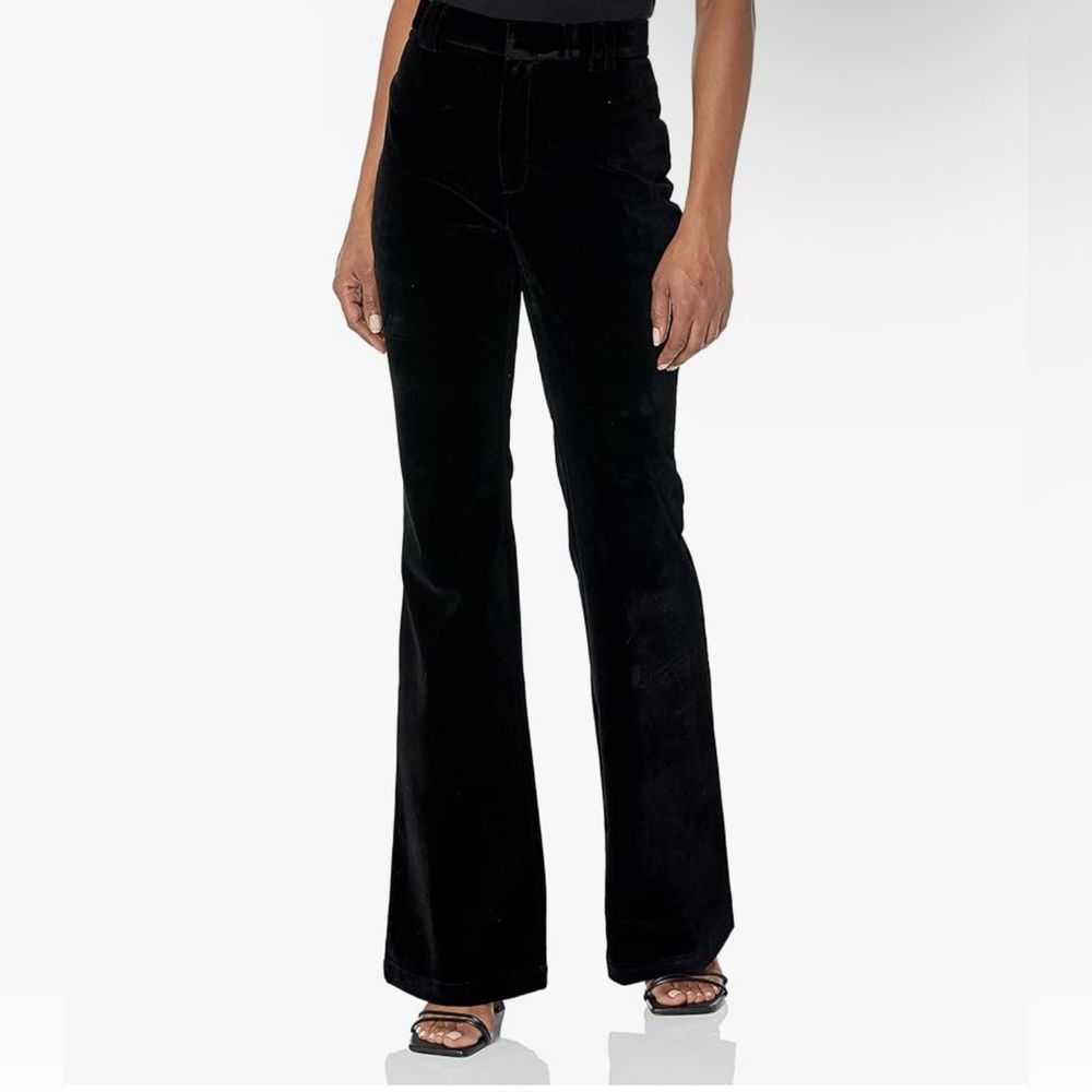 STEVE MADDEN Velvet Flare-Leg Harlow Pants Women’s Medium Black Zip Hook & Bar